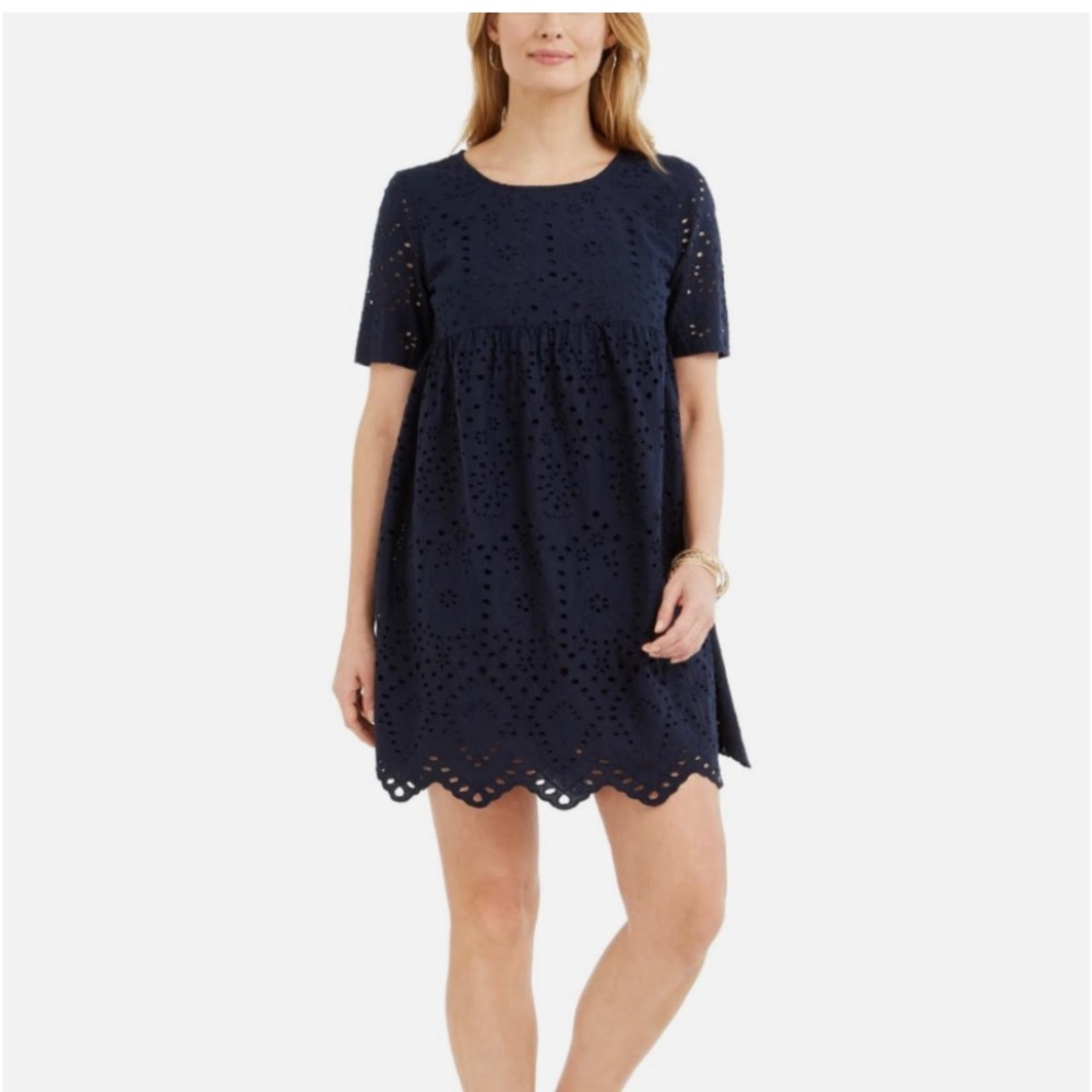 Style &Co Sunbreak Dress eyelet dress, Navy